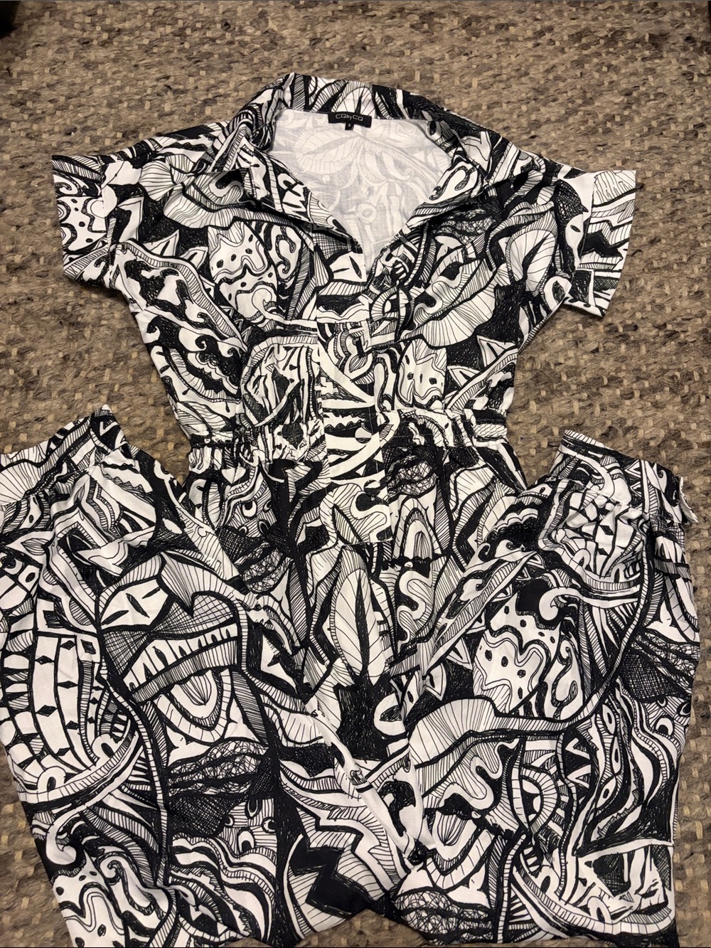 VW by VW Black & White Patterned One-Piece Romper -